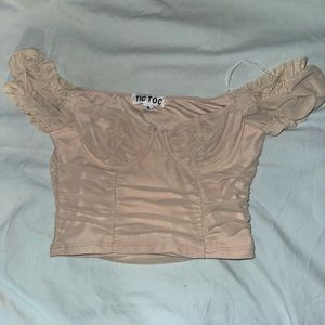 Beige crop corset top